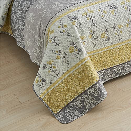 MERRY HOME 3-Piece King Size Quilt Set with 2 Pillow Shams- Boho Reversible Soft and Lightweight Quilt Bedding Bedspread Coverlet Set