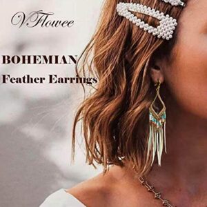 NEEBAOLY Gold Bohemian Nickel Earrings Set with Feather Tassel for Women