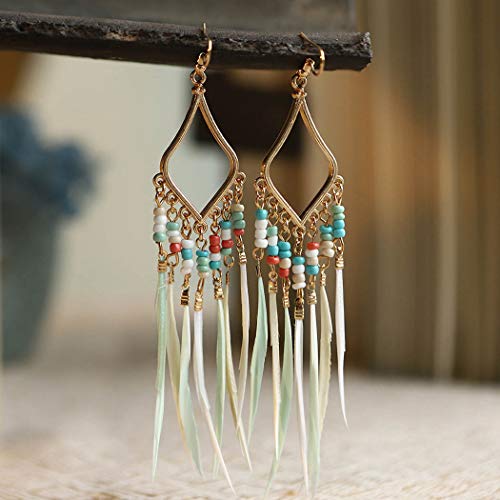 NEEBAOLY Gold Bohemian Nickel Earrings Set with Feather Tassel for Women