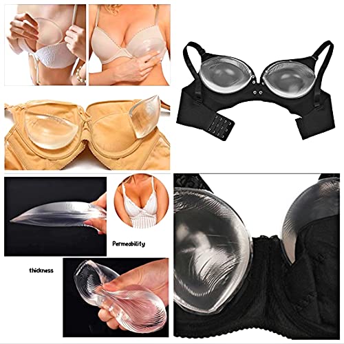 CABA Silicone Gel Bra Inserts Push Up Breast Cups - Cleavage Enhancers pads (Large)