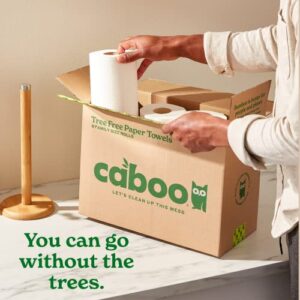 Caboo Tree Free Bamboo Paper Towels, 8 Rolls, Earth Friendly Sustainable Kitchen Paper Towels with Strong 2 Ply