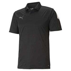 puma mens teamliga sideline polo shirt, black/white, medium us