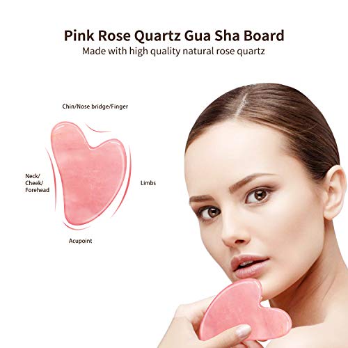 Rose Quartz Gua Sha Tool - Gua Sha Massage Tool for Facial Microcirculation Removes Toxins Prevents Wrinkles Boost Radiance of Complexion - 100% Authentic Genuine Rose Quartz