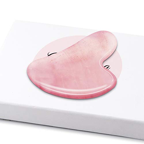 Rose Quartz Gua Sha Tool - Gua Sha Massage Tool for Facial Microcirculation Removes Toxins Prevents Wrinkles Boost Radiance of Complexion - 100% Authentic Genuine Rose Quartz