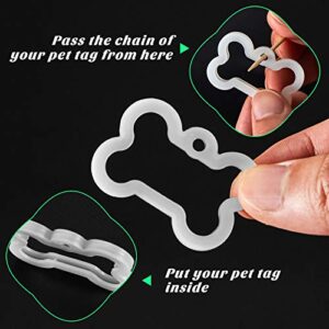 12 Pieces Silicone Dog Tags Silencer Dog Name Tag Silencer Pet Tag Silencer Glow in The Dark Glow Silencer to Quiet Noisy (Bone Shape)