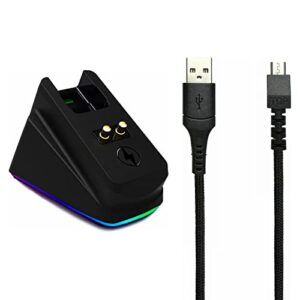 charging dock for razer wireless mouse viper ultimate naga pro deathadder v2 pro and basilisk ultimate rgb lights can be turn off (usb cable included)