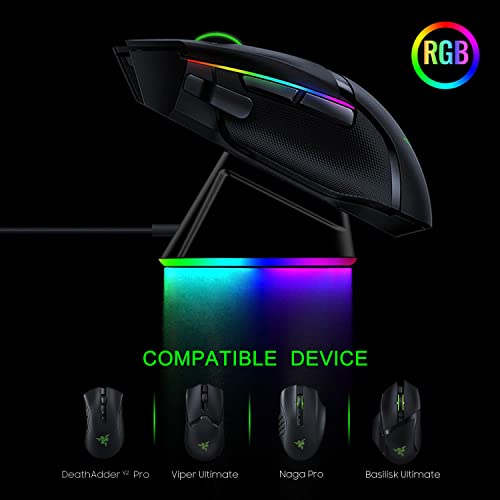 Charging Dock for Razer Wireless Mouse Viper Ultimate Naga pro DeathAdder V2 Pro and Basilisk Ultimate RGB Lights Can Be Turn Off (USB Cable Included)