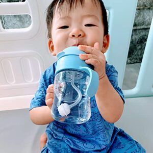 Evorie Tritan Weighted Straw Sippy Cup with Handles for Baby and Toddlers 6 months up, 7 Oz Leakproof Soft Silicone Straw first Infant Water Bottle (BlueMoon)
