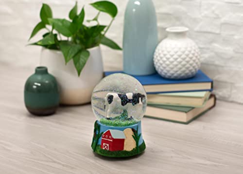 Elanze Designs Cow and Farm Green Holstein Dairy Steer Bull Heifer Calf Barn Silo Corn Stalks Grass Prairie Ranch Big Sky 100MM Musical Glitter Snow Globe Plays Tune Born Free