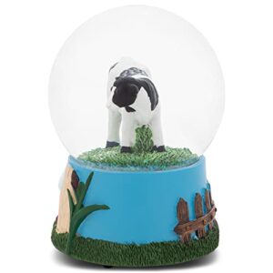 Elanze Designs Cow and Farm Green Holstein Dairy Steer Bull Heifer Calf Barn Silo Corn Stalks Grass Prairie Ranch Big Sky 100MM Musical Glitter Snow Globe Plays Tune Born Free