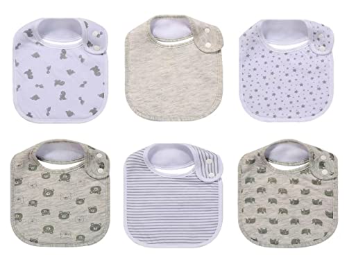 6 Pack Baby Cotton Bibs Absorbent for Drooling Teething