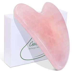 baimei gua sha facial tool for self care, massage tool for face and body treatment, relieve tensions and reduce puffiness - rose quartz
