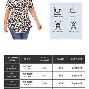 ALLEGRACE Plus Size Tunics Women Short Sleeve Summer Floral Tunic Tops for Leggings Black 3X