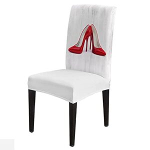 red high heels removable chair covers, furniture protector for kids, pet, easy to clean chair protectors covers set of 8 - white wooden board