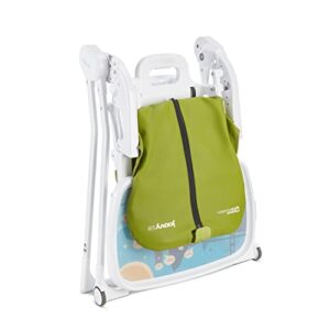 Joovy Nook NB High Chair Featuring Four-Position Adjustable Swing Open Tray, 3-Position Reclining Seat, and Front Wheels - Southern Sea Otter National Park Foundation Edition, Greenamole