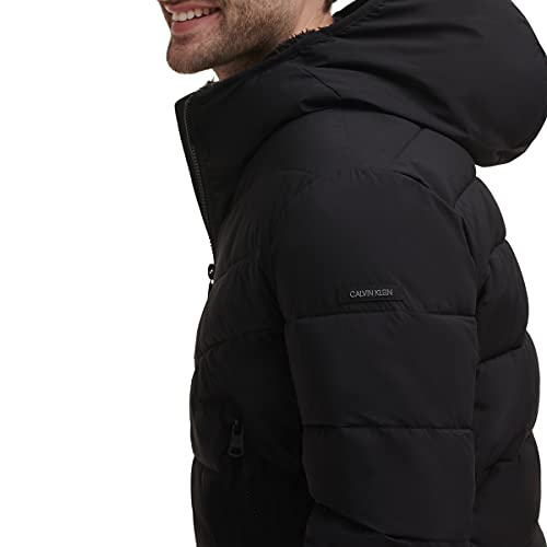 Calvin Klein Men's Hooded Stretch Jacket, Ebony, Medium