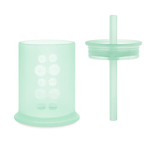 Olababy 100% Silicone Training Cup and Lid + Straw Bundle for Baby and Toddler(Mint)