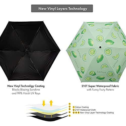 Xiuying Feng Mini Travel Umbrella, Small Compact Portable Umbrella for Sun and Rain, Windproof Parasol with 99% UV Protection for Women and Men