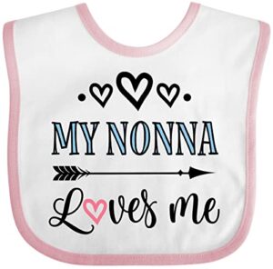 inktastic my nonna loves me girls baby bib white and pink 31f20
