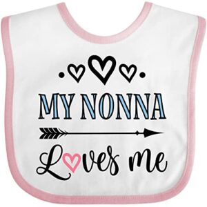 inktastic My Nonna Loves Me Girls Baby Bib White and Pink 31f20