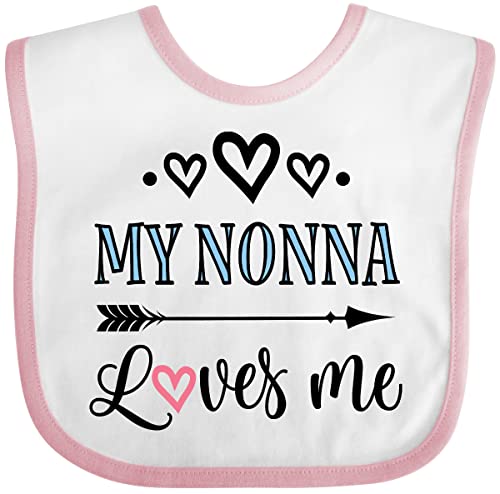 inktastic My Nonna Loves Me Girls Baby Bib White and Pink 31f20