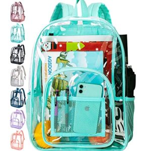 agsdon clear backpack, heavy duty transparent bookbag, see through pvc backpacks for men - green
