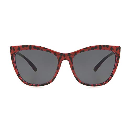 Sofia Vergara x Foster Grant Women's Sofia Sunglasses Cat Eye, Black and Red Leopard, 55 mm