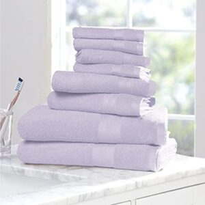 BOUTIQUO 8 Piece Towel Set 100% Ring Spun Cotton, 2 Bath Towels 27X54, 2 Hand Towels 16X28 and 4 Washcloths 13X13 - Ultra Soft Highly Absorbent Machine Washable Hotel Spa Quality - Purple