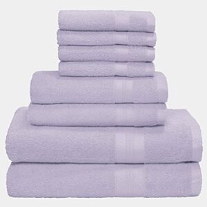 boutiquo 8 piece towel set 100% ring spun cotton, 2 bath towels 27x54, 2 hand towels 16x28 and 4 washcloths 13x13 - ultra soft highly absorbent machine washable hotel spa quality - purple