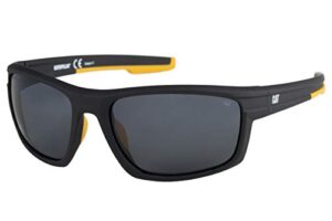 caterpillar men's motor polarized sunglasses rectangular, rubberized matte black, 62 mm