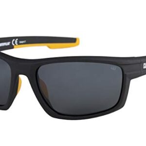 Caterpillar Men's Motor Polarized Sunglasses Rectangular, Rubberized Matte Black, 62 mm