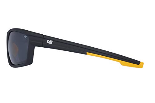 Caterpillar Men's Motor Polarized Sunglasses Rectangular, Rubberized Matte Black, 62 mm