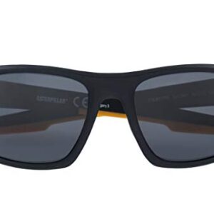 Caterpillar Men's Motor Polarized Sunglasses Rectangular, Rubberized Matte Black, 62 mm