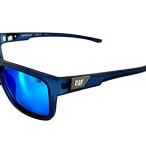 Caterpillar Men's Coder Polarized Sunglasses Square, Matte Navy Crystal, 60 mm