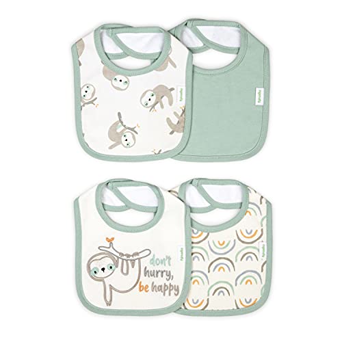 Ingenuity Easy Eater 4-Pack Absorbent Terry-Backed Cotton Baby Bib Set for Eating or Teething - Grazy