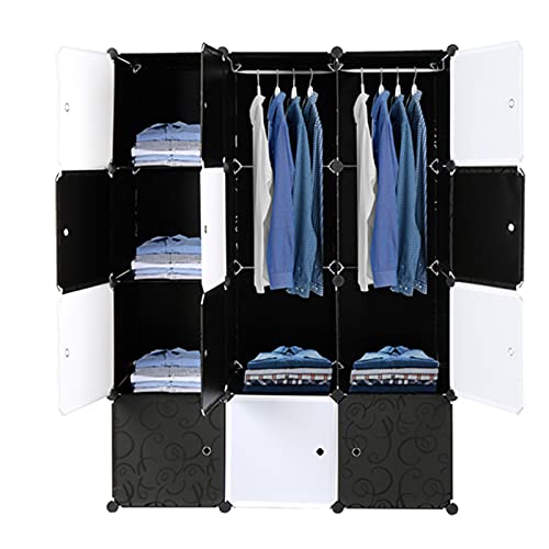 DWLOMHE Modular Cabinet 12-Cubes Modular Plastic Storage Organizer, Storage Shelf for Bedroom, Lounge, Desk