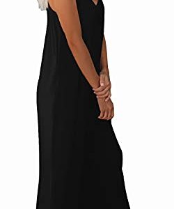 snugwind Womens Casual Sleeveless Strap Loose Adjustable Jumpsuits Stretchy Long Pants Romper with Pockets X-Large Black