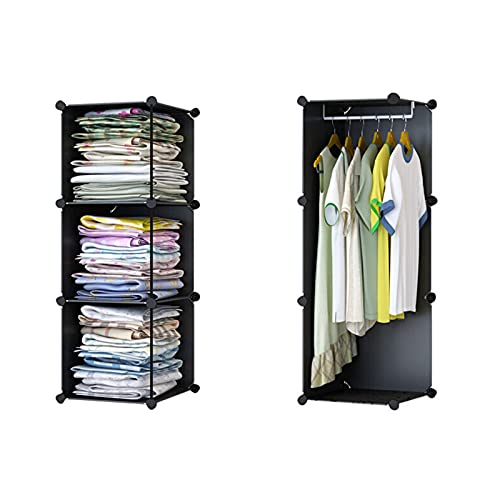 DWLOMHE Portable Wardrobe, Plastic Storage Organizer 12 Cubes Closet,Modular Plastic Wardrobe for Space Saving