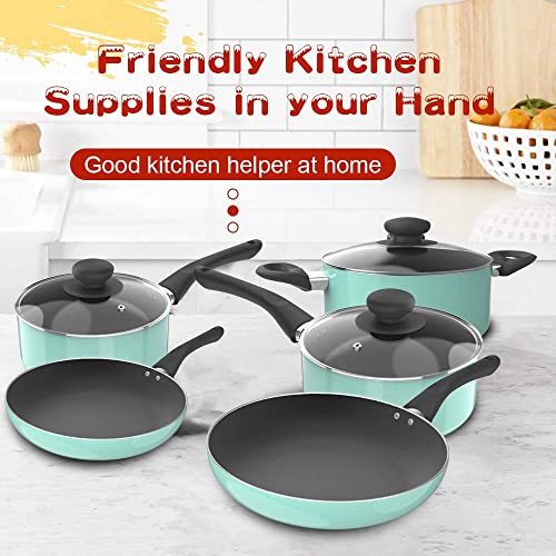 MOSTA Aluminum Alloy Non-Stick Cookware Set, Pots and Pans - 8-Piece Set (Turquoise)