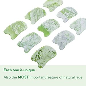 Kimkoo Jade Roller and Gua Sha Set,100% Real Natural Jade Stone,Facial Sculpting and Lymphatic Drainage,