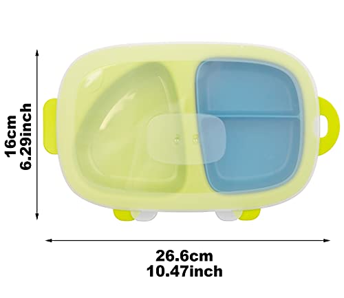 Kids Divided Plate, 3 PCS(Plate with Lid and Inner Dish), Toddler Dishes Tableware, Dishwasher-Safe for Baby Feeding Dinner Plate (Lemon)