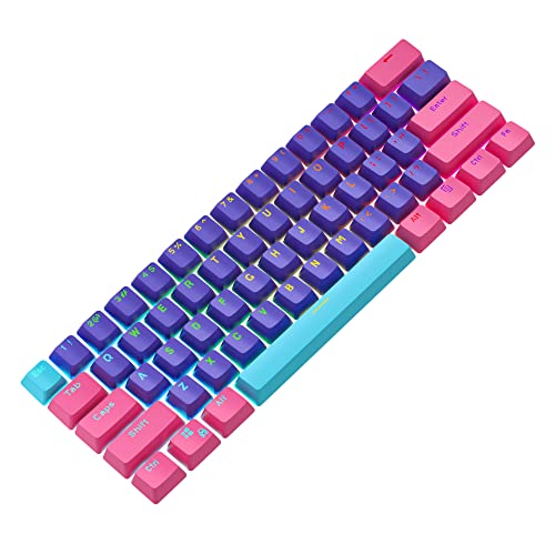 Ussixchare Backlit Keycaps 60 Percent 87/104 PBT Key Caps Set for 60% Mechanical Gaming Keyboard Gateron Kailh MX Switches (Violet)