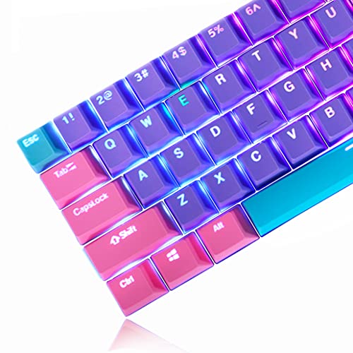 Ussixchare Backlit Keycaps 60 Percent 87/104 PBT Key Caps Set for 60% Mechanical Gaming Keyboard Gateron Kailh MX Switches (Violet)