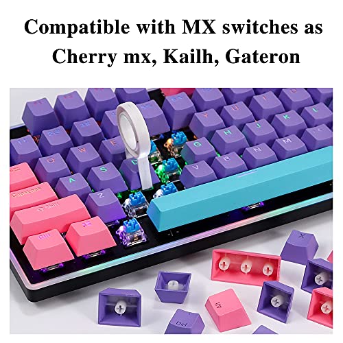 Ussixchare Backlit Keycaps 60 Percent 87/104 PBT Key Caps Set for 60% Mechanical Gaming Keyboard Gateron Kailh MX Switches (Violet)