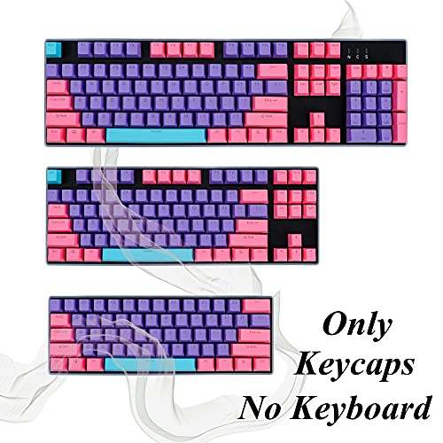 Ussixchare Backlit Keycaps 60 Percent 87/104 PBT Key Caps Set for 60% Mechanical Gaming Keyboard Gateron Kailh MX Switches (Violet)