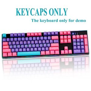 Ussixchare Backlit Keycaps 60 Percent 87/104 PBT Key Caps Set for 60% Mechanical Gaming Keyboard Gateron Kailh MX Switches (Violet)