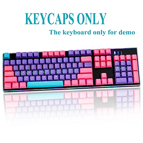 Ussixchare Backlit Keycaps 60 Percent 87/104 PBT Key Caps Set for 60% Mechanical Gaming Keyboard Gateron Kailh MX Switches (Violet)