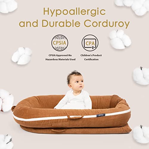 MEXXI Corduroy Baby Nest Cover for Dockatot Deluxe+ Docks Hypoallergenic Cotton Newborn Lounger Cover | (Cover Only) (Brown)