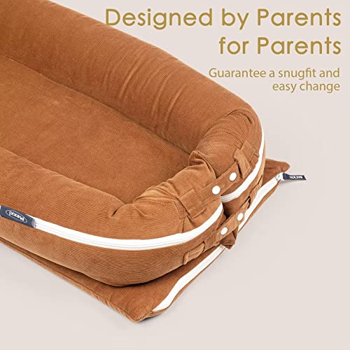 MEXXI Corduroy Baby Nest Cover for Dockatot Deluxe+ Docks Hypoallergenic Cotton Newborn Lounger Cover | (Cover Only) (Brown)