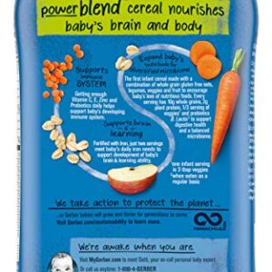 Gerber Cereal for Baby Power Blend Baby Cereal, Probiotic with Oatmeal, Lentil, Carrots & Apples, Made with Whole Grains & Plant Protein, 8 OZ Canister (Pack of 3)